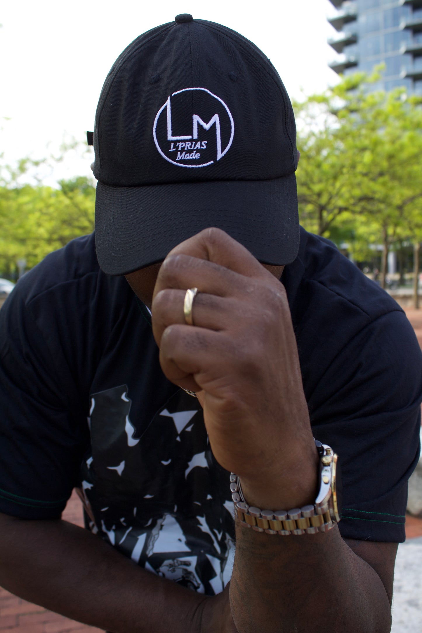 Black Cotton Baseball Cap - Daily Cap with Logo Embroidery