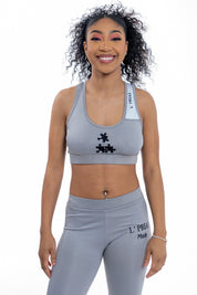 Gray & Black Bra and Legging Set - Ideal for Yoga & Workout