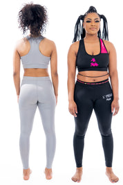 Gray & Black Bra and Legging Set - Ideal for Yoga & Workout