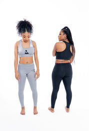 Gray & Black Bra and Legging Set - Ideal for Yoga & Workout