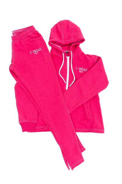 Pink Sweatsuit - Cotton Fleece - Lightweight & Cozy