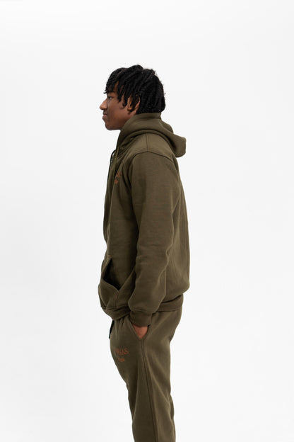 Olive Green Sweatsuit - Cotton Fleece - Cozy & Multipurpose