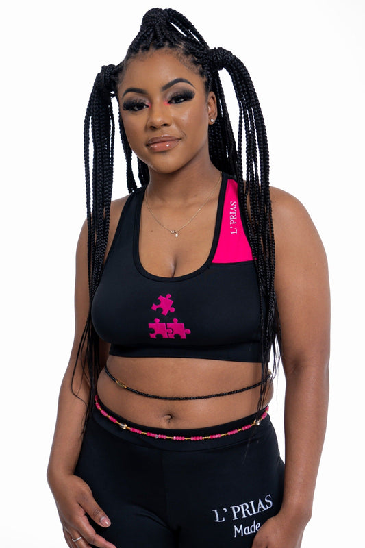 Gray & Black Bra and Legging Set - Ideal for Yoga & Workout